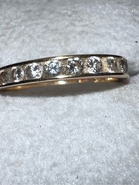 8 14K Classic Channel Set Diamond anniversary stacking ring Band yellow  gold